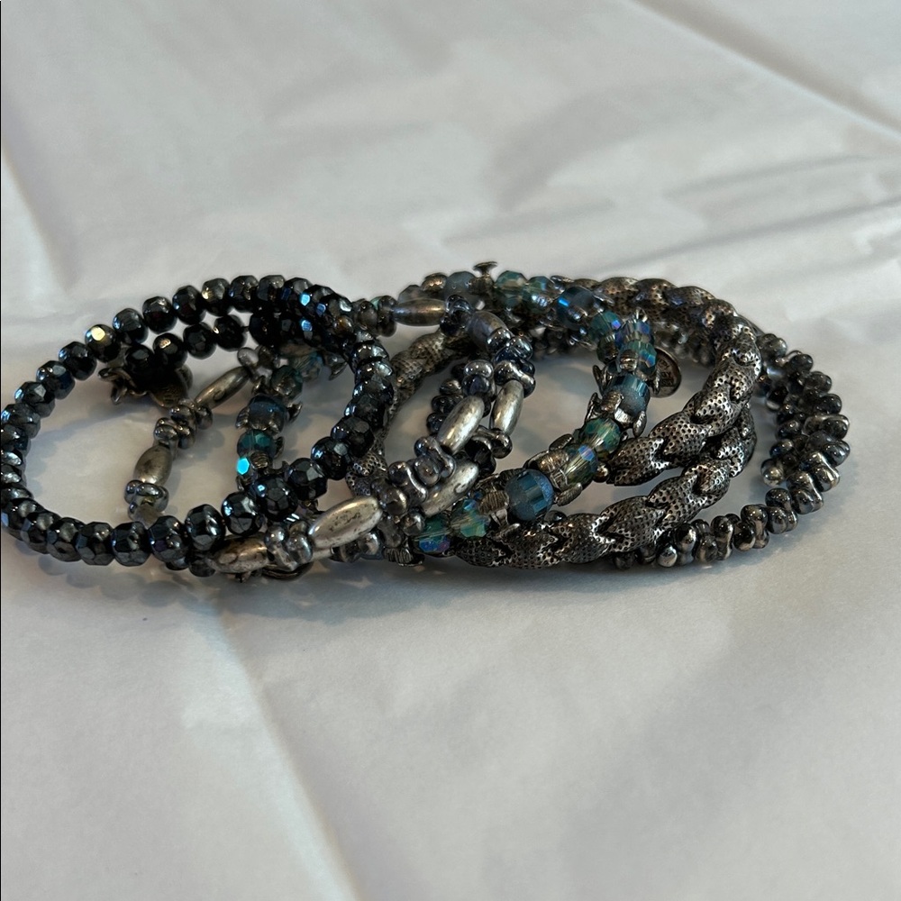 Alex and Ani Black and Blue Beaded Bracelet Set